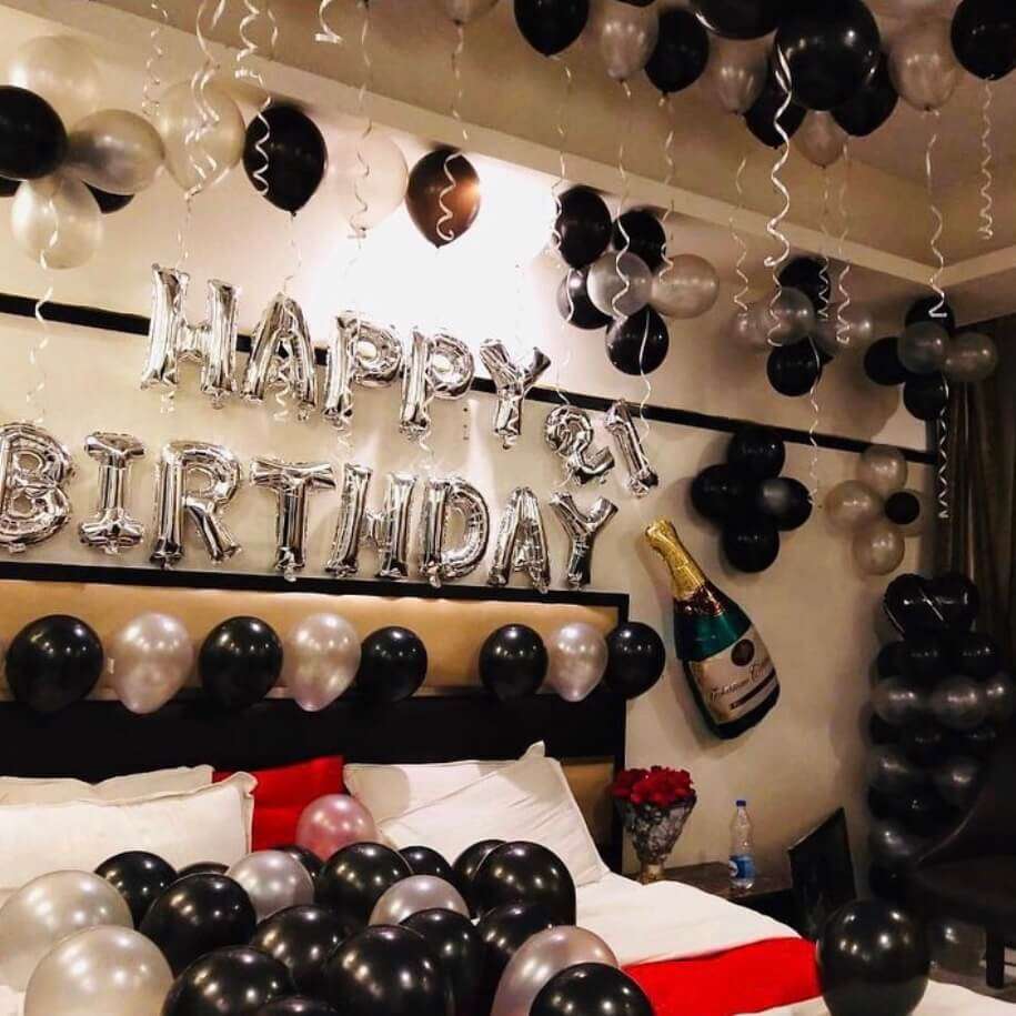 200 Balloons Decoration with Champagne Bottle and Age Foil Numbers - My Store