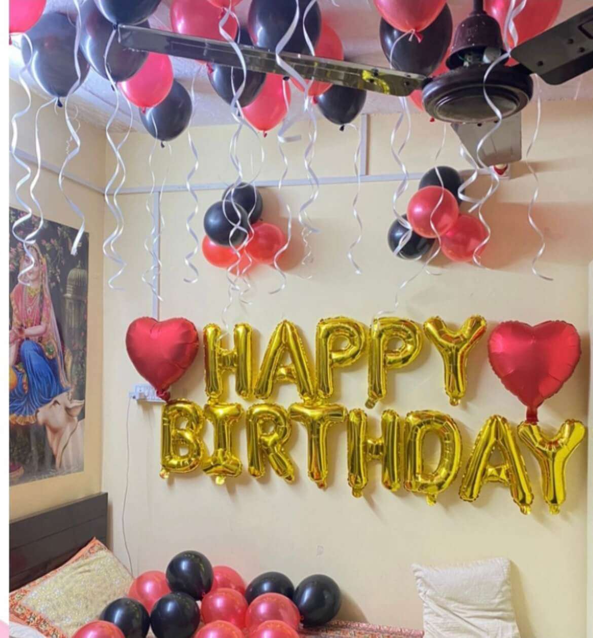 Basic Birthday/Anniversary Decoration with Heart Foil Balloons - My Store