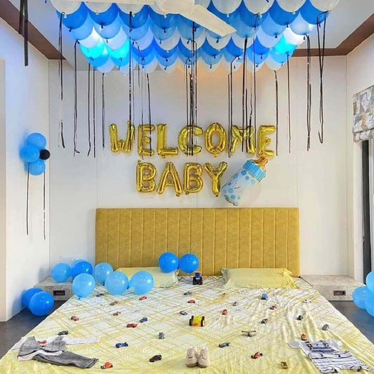 150 Balloons Welcome Baby Decoration with Bottle Foil - My Store